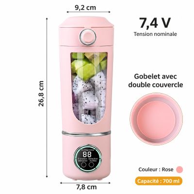 blender portable rose gobelet double couvercle
