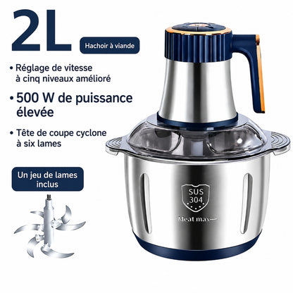 hachoir viande électrique 2L bleu